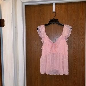 Free With Any Bundle Women's Pink Ruffle Top